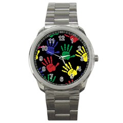 Handprints-hand-print-colourful Sport Metal Watch