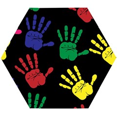 Handprints-hand-print-colourful Wooden Puzzle Hexagon by Semog4