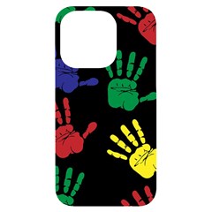 Handprints-hand-print-colourful Iphone 14 Pro Black Uv Print Case by Semog4