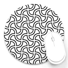 Pattern-monochrome-repeat- Round Mousepad by Semog4