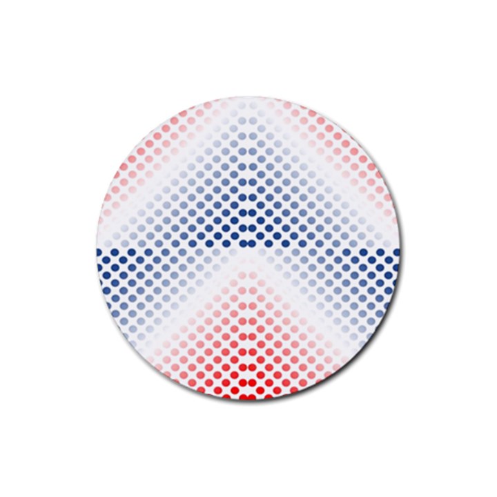 Dots-pointillism-abstract-chevron Rubber Coaster (Round)