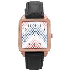 Dots-pointillism-abstract-chevron Rose Gold Leather Watch  by Semog4