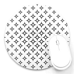 Star-curved-pattern-monochrome Round Mousepad by Semog4