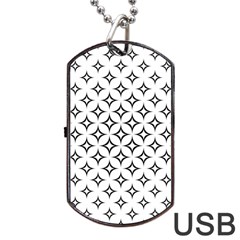 Star-curved-pattern-monochrome Dog Tag Usb Flash (one Side) by Semog4