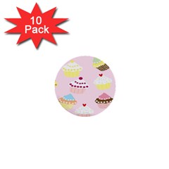 Cupcakes Wallpaper Paper Background 1  Mini Buttons (10 Pack)  by Semog4