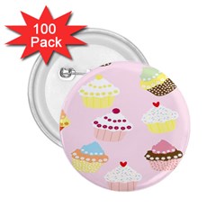 Cupcakes Wallpaper Paper Background 2 25  Buttons (100 Pack)  by Semog4