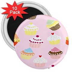 Cupcakes Wallpaper Paper Background 3  Magnets (10 Pack)  by Semog4