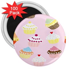 Cupcakes Wallpaper Paper Background 3  Magnets (100 Pack) by Semog4