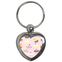 Cupcakes Wallpaper Paper Background Key Chain (heart) by Semog4