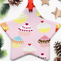 Cupcakes Wallpaper Paper Background Star Ornament (two Sides) by Semog4