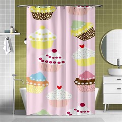 Cupcakes Wallpaper Paper Background Shower Curtain 48  X 72  (small)  by Semog4