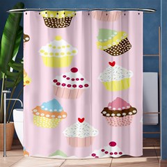 Cupcakes Wallpaper Paper Background Shower Curtain 60  X 72  (medium)  by Semog4