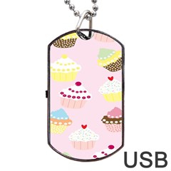 Cupcakes Wallpaper Paper Background Dog Tag Usb Flash (one Side) by Semog4