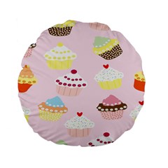 Cupcakes Wallpaper Paper Background Standard 15  Premium Flano Round Cushions by Semog4