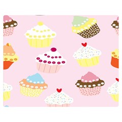 Cupcakes Wallpaper Paper Background Two Sides Premium Plush Fleece Blanket (medium) by Semog4