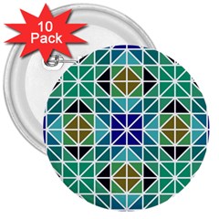 Mosaic-triangle-symmetry- 3  Buttons (10 Pack)  by Semog4