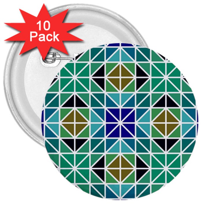 Mosaic-triangle-symmetry- 3  Buttons (10 pack) 