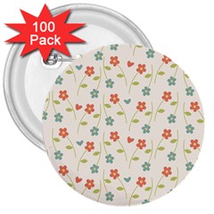 Floral-pattern-wallpaper-retro 3  Buttons (100 Pack)  by Semog4