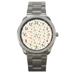 Floral-pattern-wallpaper-retro Sport Metal Watch