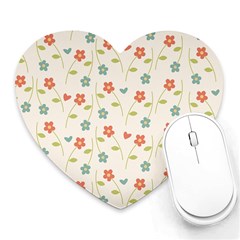 Floral-pattern-wallpaper-retro Heart Mousepad by Semog4