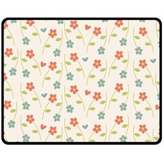 Floral-pattern-wallpaper-retro Two Sides Fleece Blanket (medium) by Semog4