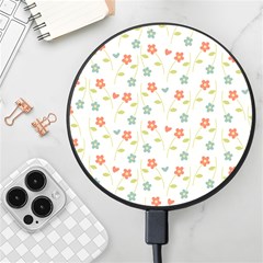 Floral-pattern-wallpaper-retro Wireless Fast Charger(black) by Semog4