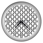 Black-pattern-halftone-wallpaper Wall Clock (Silver) Front