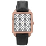 Black-pattern-halftone-wallpaper Rose Gold Leather Watch  Front