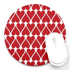 Hearts-pattern-seamless-red-love Round Mousepad by Semog4