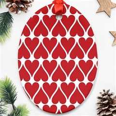 Hearts-pattern-seamless-red-love Oval Ornament (two Sides)