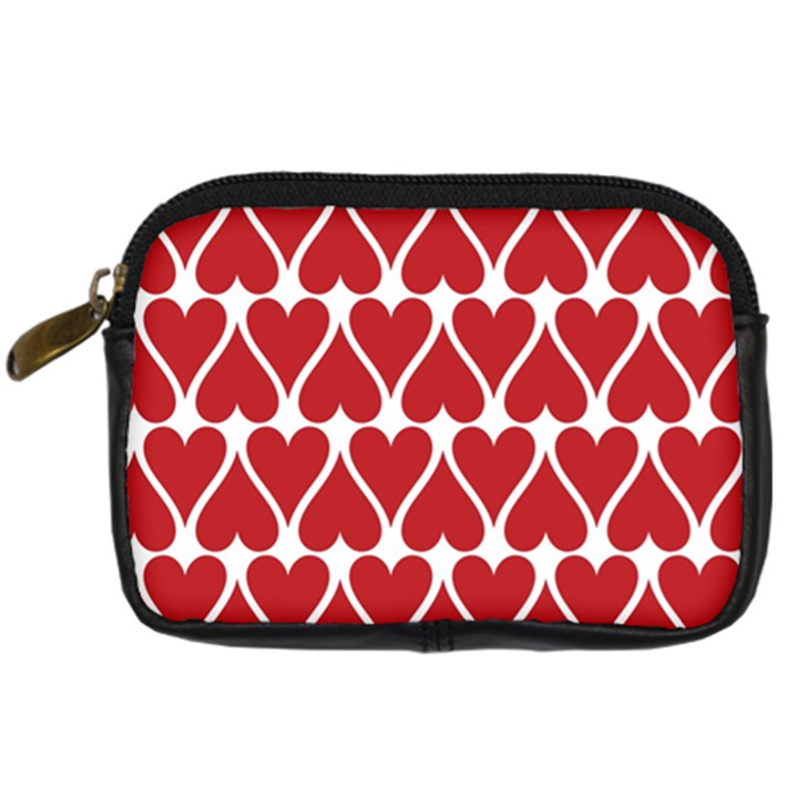 Hearts-pattern-seamless-red-love Digital Camera Leather Case