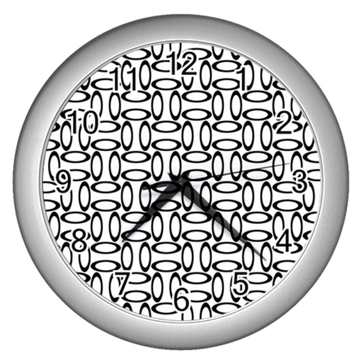 Ellipse-pattern-ellipse-dot-pattern Wall Clock (Silver)