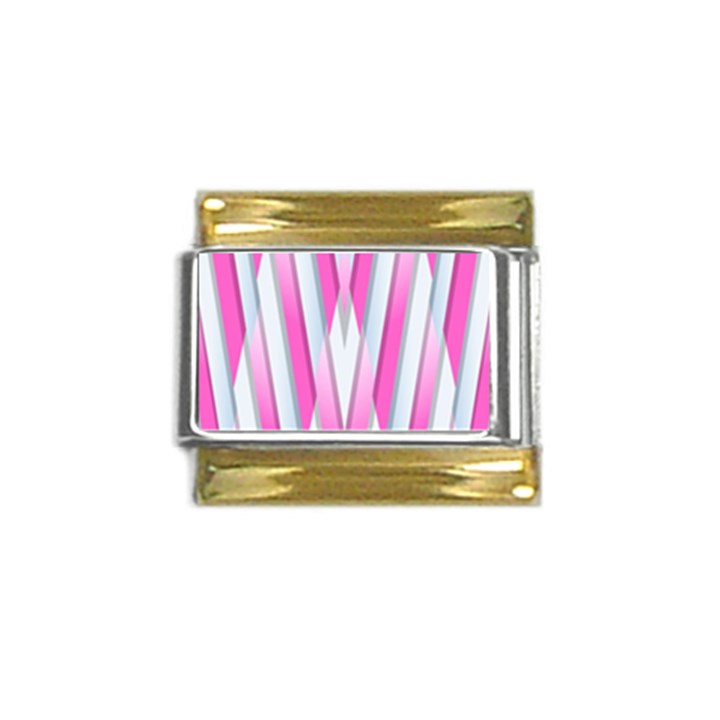 Geometric-3d-design-pattern-pink Gold Trim Italian Charm (9mm)