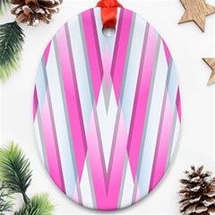 Geometric-3d-design-pattern-pink Oval Ornament (Two Sides)