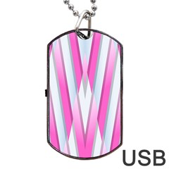 Geometric-3d-design-pattern-pink Dog Tag Usb Flash (one Side) by Semog4