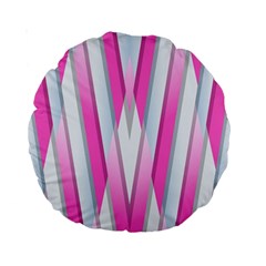 Geometric-3d-design-pattern-pink Standard 15  Premium Round Cushions