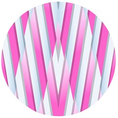 Geometric-3d-design-pattern-pink Wooden Bottle Opener (Round)