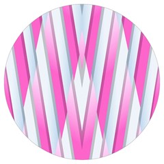 Geometric-3d-design-pattern-pink Round Trivet by Semog4