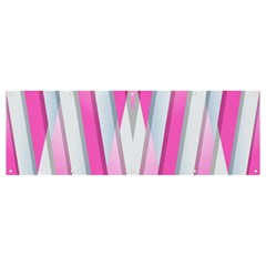 Geometric-3d-design-pattern-pink Banner And Sign 12  X 4  by Semog4