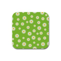 Daisy-flowers-floral-wallpaper Rubber Square Coaster (4 Pack) by Semog4