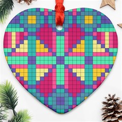 Checkerboard-squares-abstract--- Ornament (heart) by Semog4