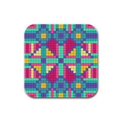 Checkerboard-squares-abstract--- Rubber Square Coaster (4 Pack) by Semog4