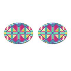 Checkerboard-squares-abstract--- Cufflinks (oval) by Semog4