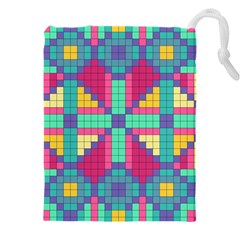 Checkerboard-squares-abstract--- Drawstring Pouch (4xl) by Semog4