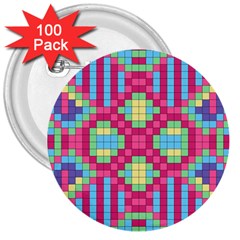 Checkerboard-squares-abstract---- 3  Buttons (100 Pack)  by Semog4