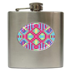 Checkerboard-squares-abstract---- Hip Flask (6 Oz) by Semog4