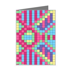 Checkerboard-squares-abstract---- Mini Greeting Card by Semog4