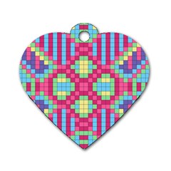 Checkerboard-squares-abstract---- Dog Tag Heart (two Sides) by Semog4