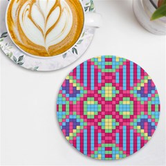 Checkerboard-squares-abstract---- Uv Print Round Tile Coaster by Semog4