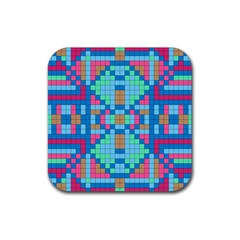 Checkerboard-squares-abstract Rubber Coaster (square) by Semog4